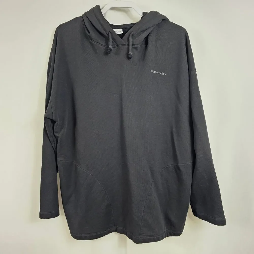 Outdoor Voices Oversized Pullover Hoodie Sweatshirt in Black - Size M